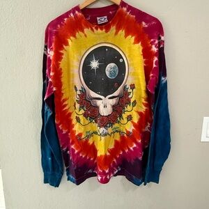Vintage 90s Liquid Blue Grateful Dead Tie Dye Long Sleeve Shirt L